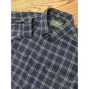 LL Bean Men's XL Regular Blue/Green Plaid Long Sleeve Flannel Shirt